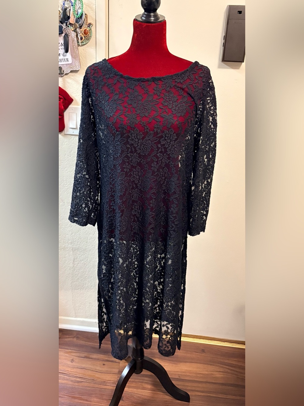 New York & Company Black Lace Long Top